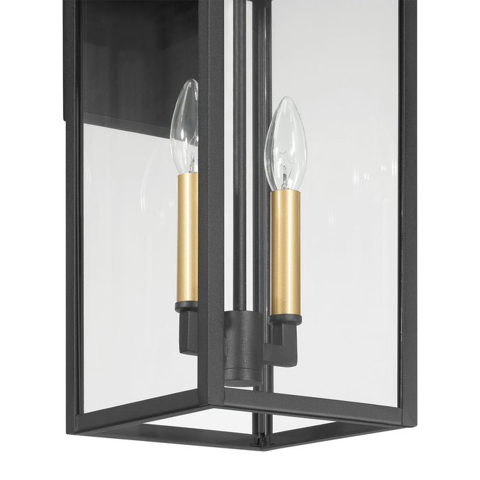 Exterior Wall Sconce Thesis 207742A Hillside 20 inch 2 light Textured Black Exterior Wall Sconce with Clear Glass THESIS