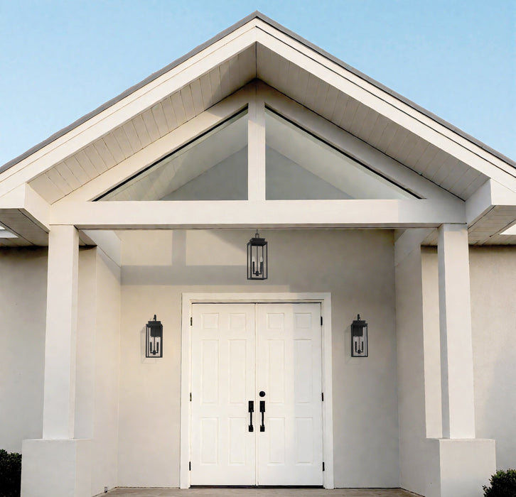 Exterior Wall Sconce Thesis 207742A Hillside 20 inch 2 light Textured Black Exterior Wall Sconce with Clear Glass THESIS