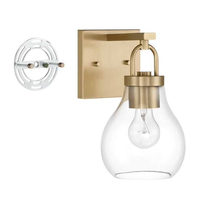 Vanity Light Thesis 207638A Mansfield 6 inch 1 light Champagne Gold Vanity Light with Clear Glass Shade THESIS