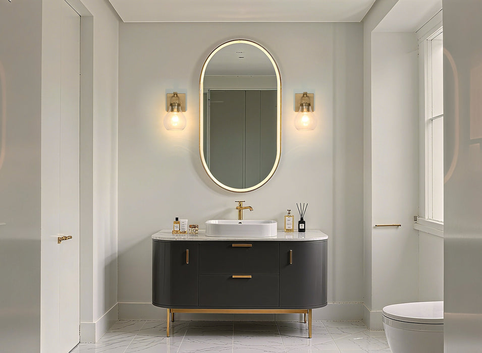 Vanity Light Thesis 207638A Mansfield 6 inch 1 light Champagne Gold Vanity Light with Clear Glass Shade THESIS