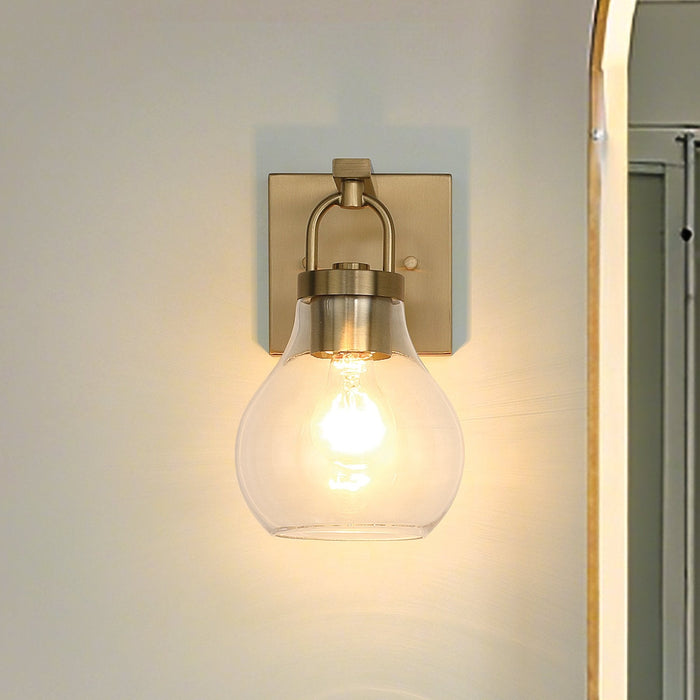 Vanity Light Thesis 207638A Mansfield 6 inch 1 light Champagne Gold Vanity Light with Clear Glass Shade THESIS