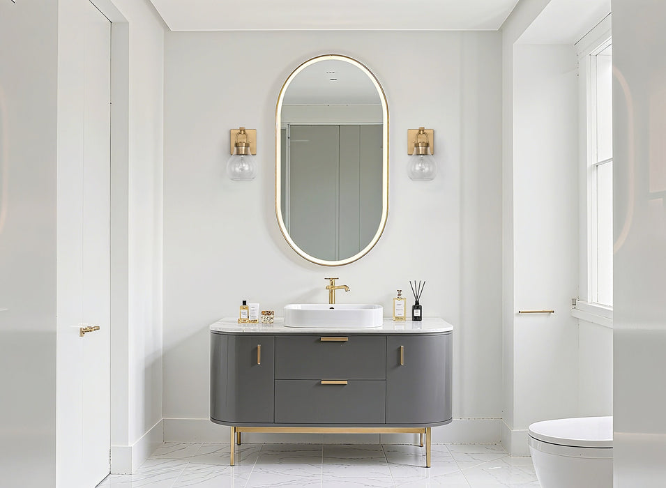 Vanity Light Thesis 207638A Mansfield 6 inch 1 light Champagne Gold Vanity Light with Clear Glass Shade THESIS