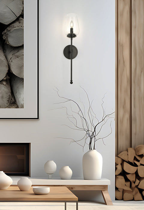 Wall Sconce Z-Lite 2012-1S-MB Matte Black Dominique 1 Light Wall Sconce Z-Lite