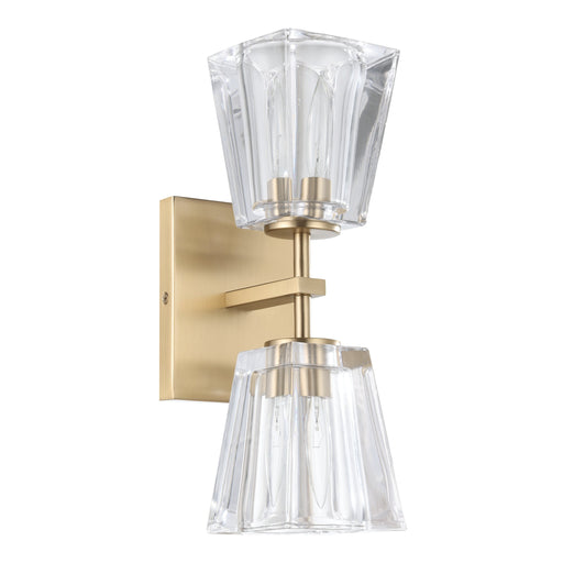 Vanity Light Thesis 206987A Valentin 13 inch 2 light Champagne Gold Vanity Light with Clear Pressed Glass Shades THESIS