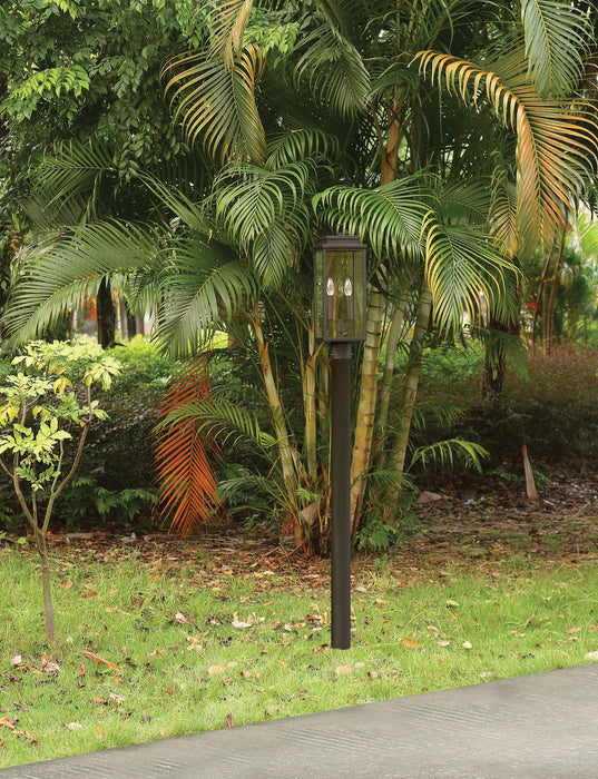 Exterior Post Light Thesis 207745A Hillside 20 inch 2 light Textured Black Exterior Post Light with Clear Glass THESIS