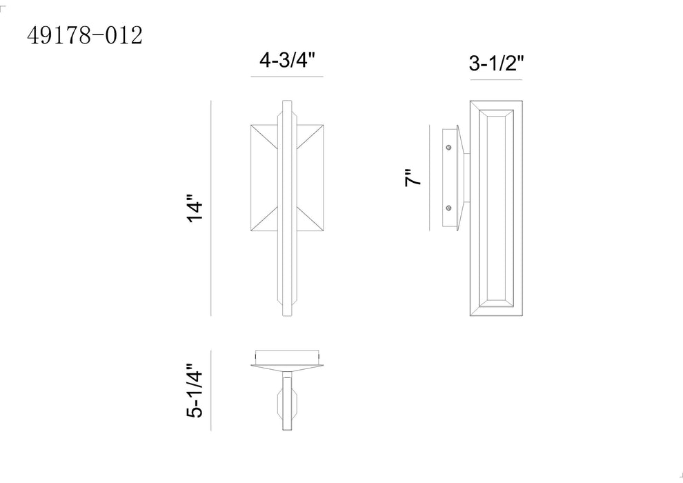 Eurofase 49178-012 Aelin 14" Matte Black LED Outdoor Wall Light