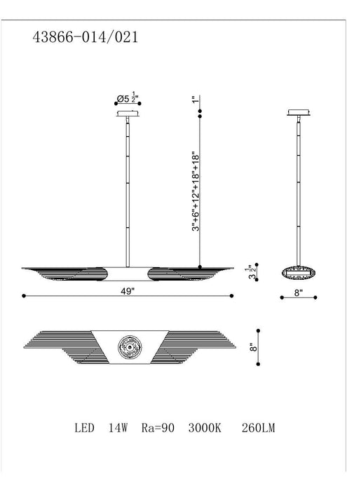 Eurofase 43866-014 Umura 49" Matte Black LED Chandelier