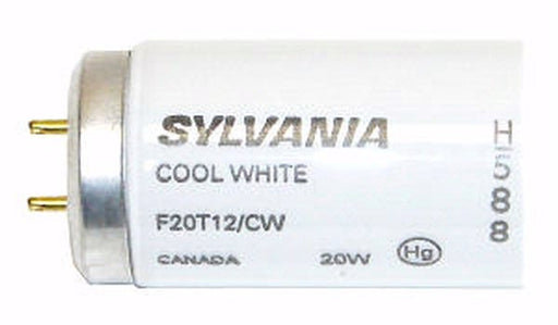 T12 Fluorescent Sylvania 22078 F20T12/CW 20 Watt T12 Fluorescent Tube Medium Bi-Pin Base 4200K Sylvania