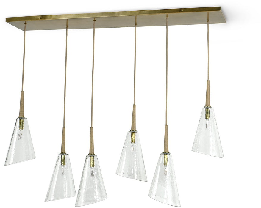 Palecek 2232-79 Veraldi Glass and Jute Wrapped Linear Chandelier