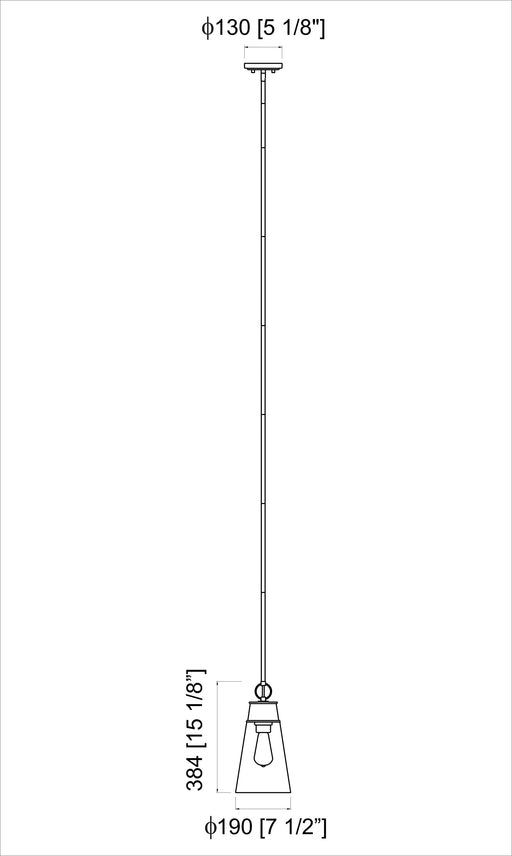 Pendant Z-Lite 2300P8-MB Matte Black Wentworth 1 Light Pendant Z-Lite