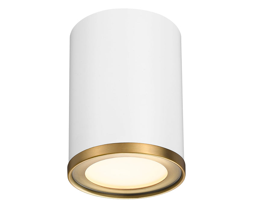 Flush Mount Z-Lite 2303F1-MW-RB Matte White + Rubbed Brass Arlo 1 Light Flush Mount Z-Lite