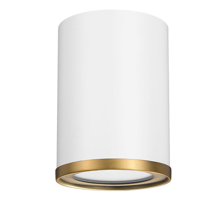 Flush Mount Z-Lite 2303F1-MW-RB Matte White + Rubbed Brass Arlo 1 Light Flush Mount Z-Lite