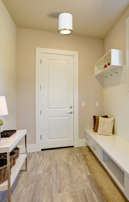 Flush Mount Z-Lite 2303F1-MW-RB Matte White + Rubbed Brass Arlo 1 Light Flush Mount Z-Lite