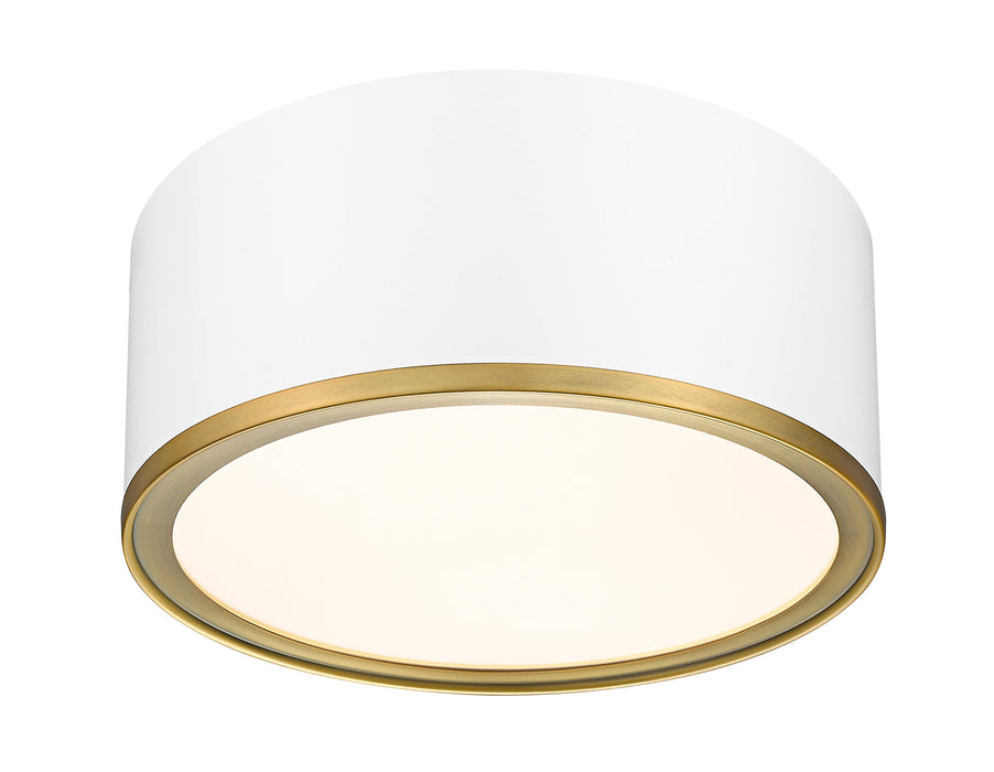 Flush Mount Z-Lite 2303F2-MW-RB Matte White + Rubbed Brass Arlo 2 Light Flush Mount Z-Lite