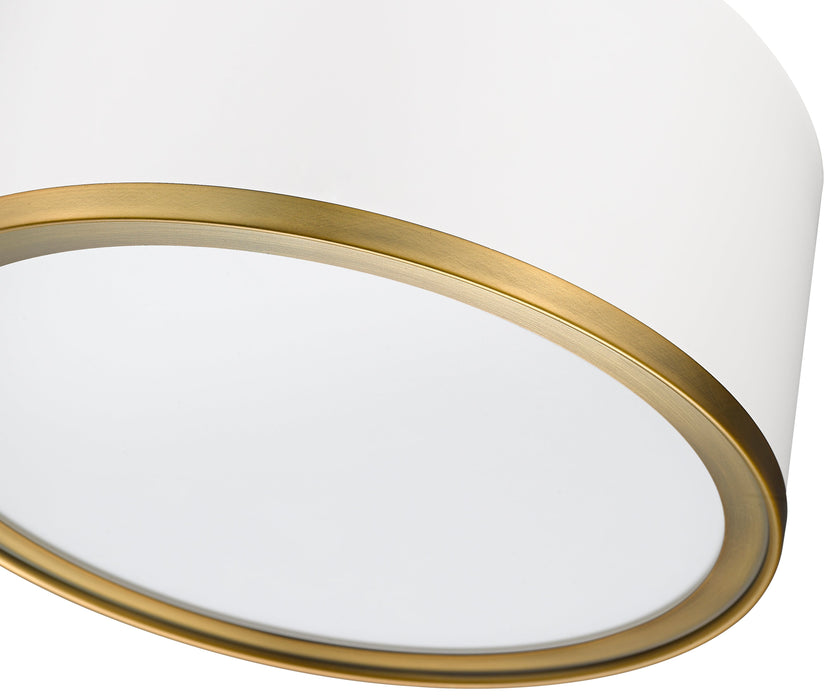 Flush Mount Z-Lite 2303F2-MW-RB Matte White + Rubbed Brass Arlo 2 Light Flush Mount Z-Lite