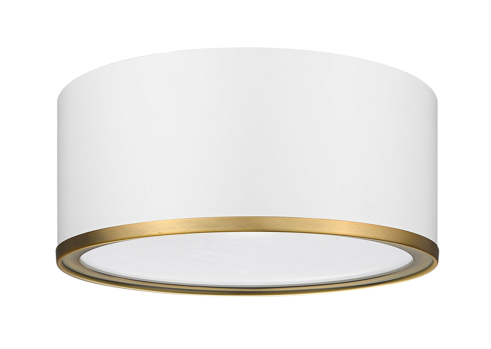 Flush Mount Z-Lite 2303F2-MW-RB Matte White + Rubbed Brass Arlo 2 Light Flush Mount Z-Lite