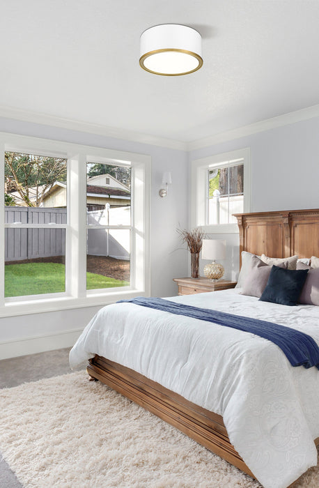 Flush Mount Z-Lite 2303F2-MW-RB Matte White + Rubbed Brass Arlo 2 Light Flush Mount Z-Lite