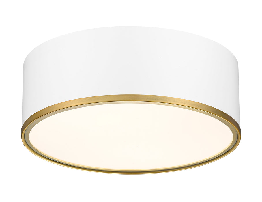 Flush Mount Z-Lite 2303F3-MW-RB Matte White + Rubbed Brass Arlo 3 Light Flush Mount Z-Lite