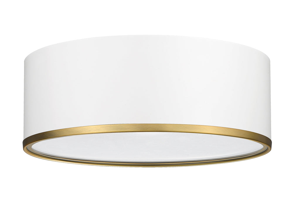 Flush Mount Z-Lite 2303F3-MW-RB Matte White + Rubbed Brass Arlo 3 Light Flush Mount Z-Lite