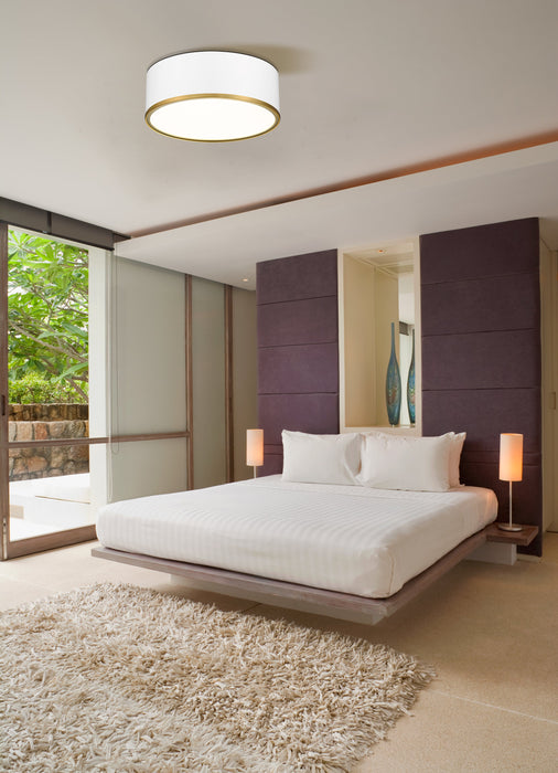 Flush Mount Z-Lite 2303F3-MW-RB Matte White + Rubbed Brass Arlo 3 Light Flush Mount Z-Lite