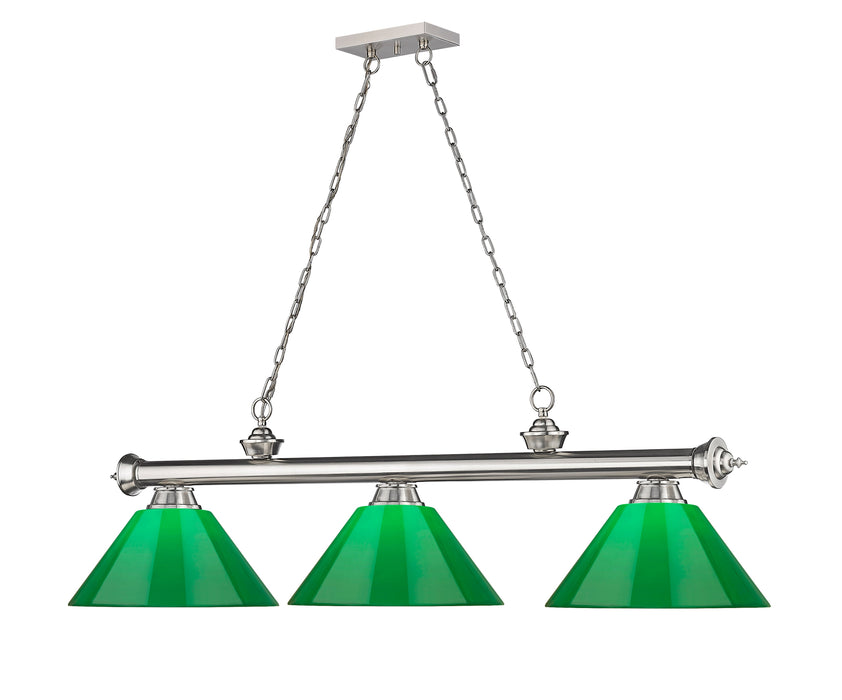 Billiard Z-Lite 2306-3BN-PGR Brushed Nickel Cordon 3 Light Billiard Z-Lite