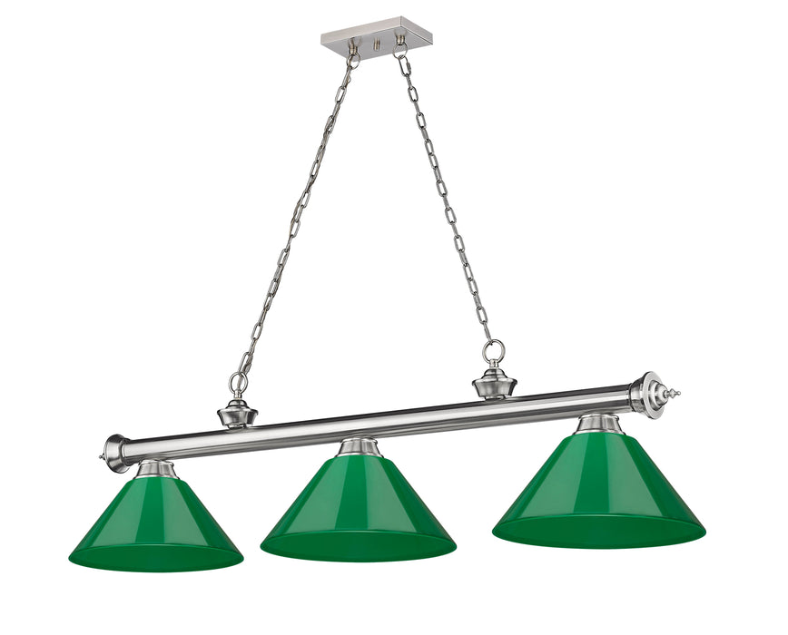 Billiard Z-Lite 2306-3BN-PGR Brushed Nickel Cordon 3 Light Billiard Z-Lite