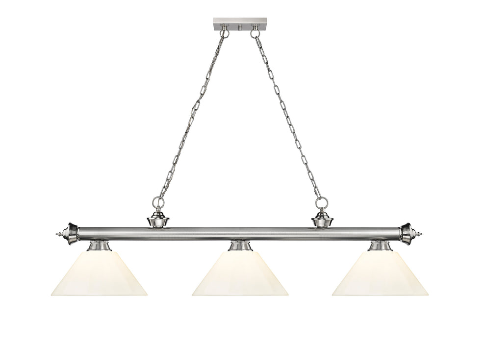 Billiard Z-Lite 2306-3BN-PWH Brushed Nickel Cordon 3 Light Billiard Z-Lite