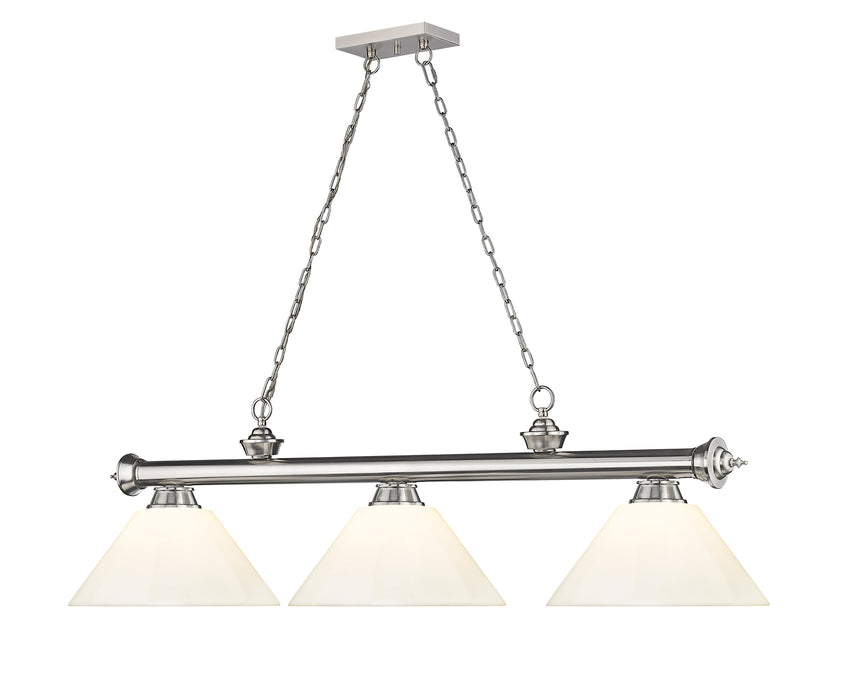 Billiard Z-Lite 2306-3BN-PWH Brushed Nickel Cordon 3 Light Billiard Z-Lite
