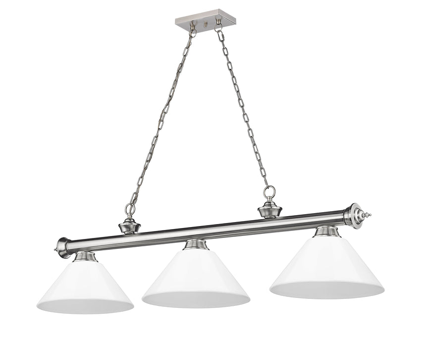 Billiard Z-Lite 2306-3BN-PWH Brushed Nickel Cordon 3 Light Billiard Z-Lite