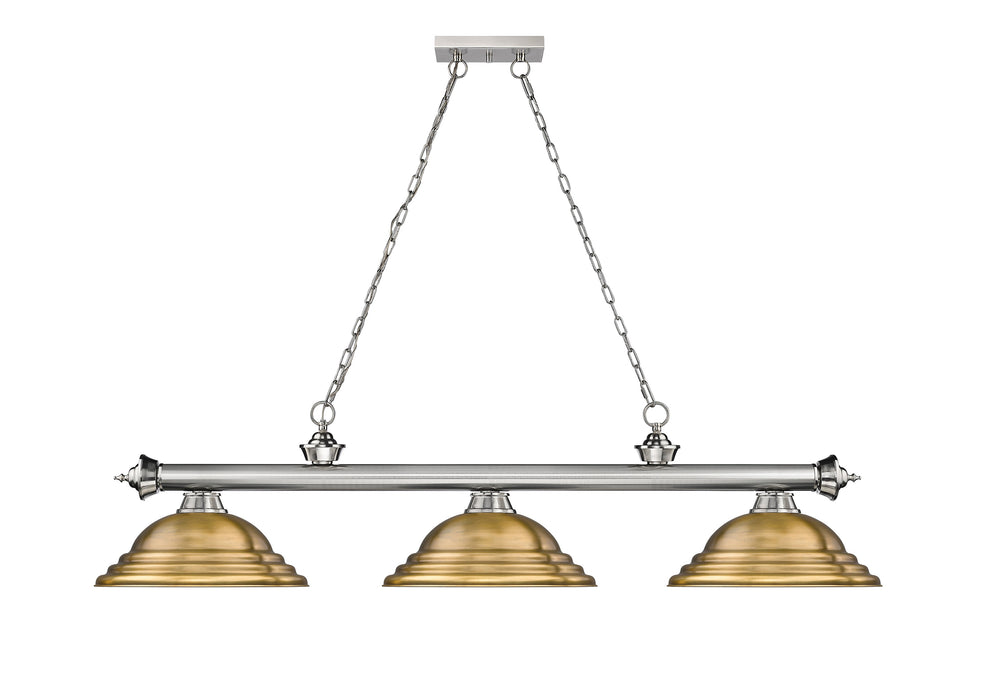 Billiard Z-Lite 2306-3BN-SRB Brushed Nickel Cordon 3 Light Billiard Z-Lite