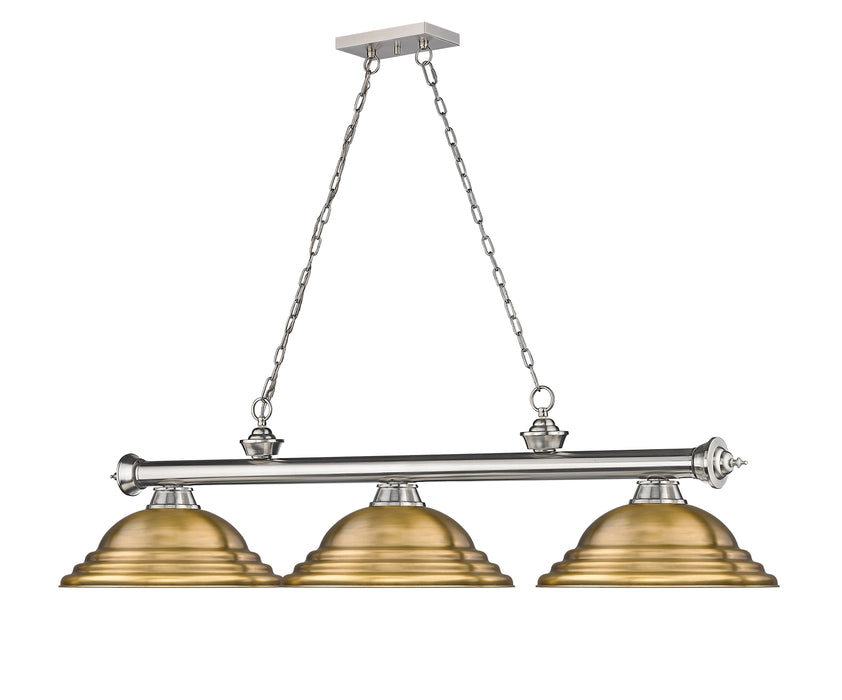 Billiard Z-Lite 2306-3BN-SRB Brushed Nickel Cordon 3 Light Billiard Z-Lite