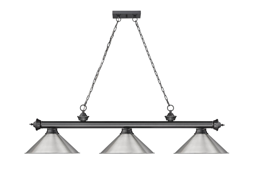 Billiard Z-Lite 2306-3BP-BN15 Bronze Plate Cordon 3 Light Billiard Z-Lite