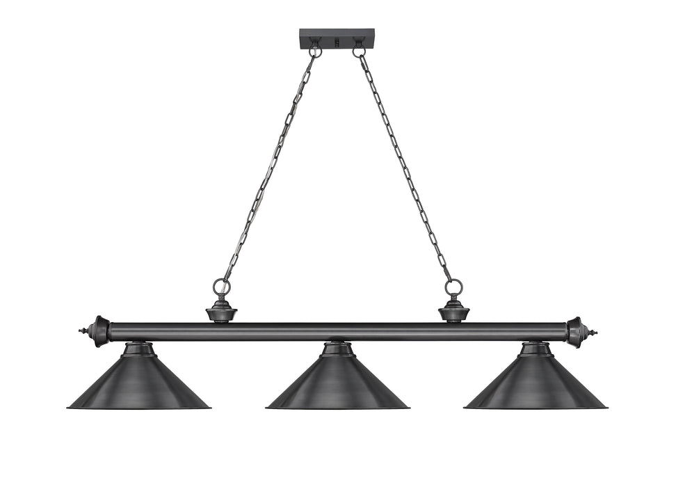 Billiard Z-Lite 2306-3BP-BP15 Bronze Plate Cordon 3 Light Billiard Z-Lite
