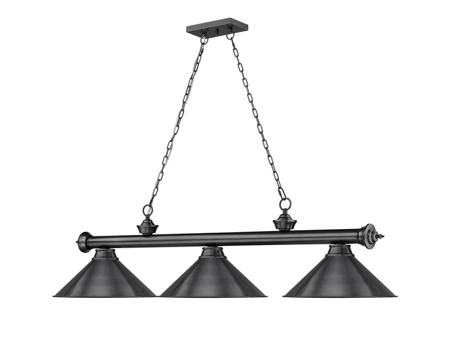 Billiard Z-Lite 2306-3BP-BP15 Bronze Plate Cordon 3 Light Billiard Z-Lite