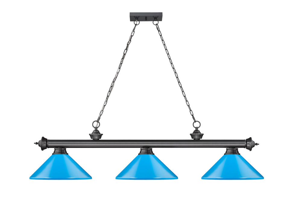 Billiard Z-Lite 2306-3BP-MEB Bronze Plate Cordon 3 Light Billiard Z-Lite
