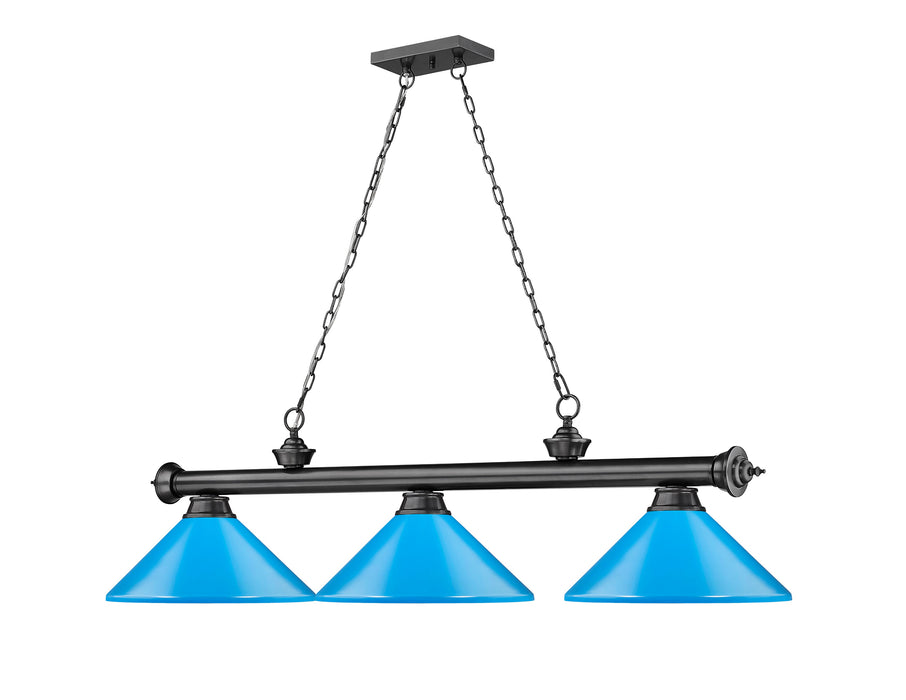 Billiard Z-Lite 2306-3BP-MEB Bronze Plate Cordon 3 Light Billiard Z-Lite