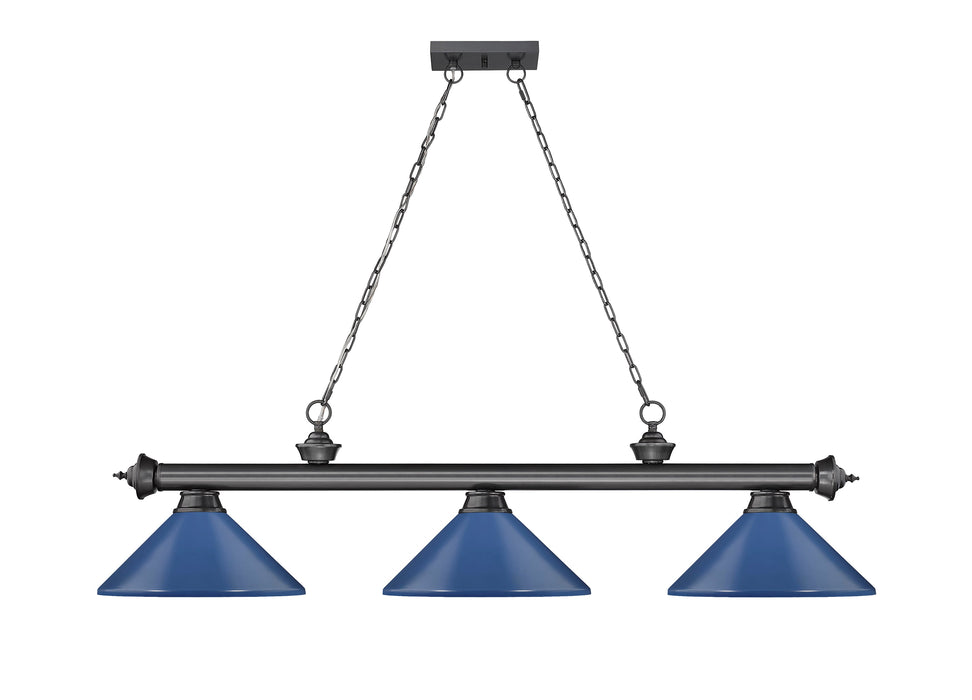 Billiard Z-Lite 2306-3BP-MNB Bronze Plate Cordon 3 Light Billiard Z-Lite