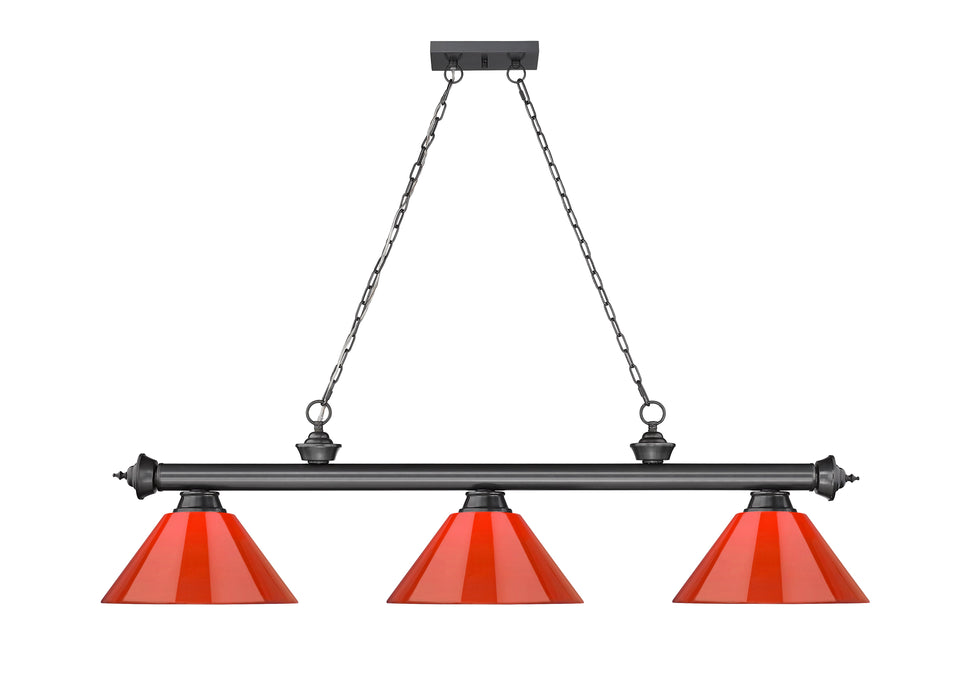 Billiard Z-Lite 2306-3BP-PRD Bronze Plate Cordon 3 Light Billiard Z-Lite