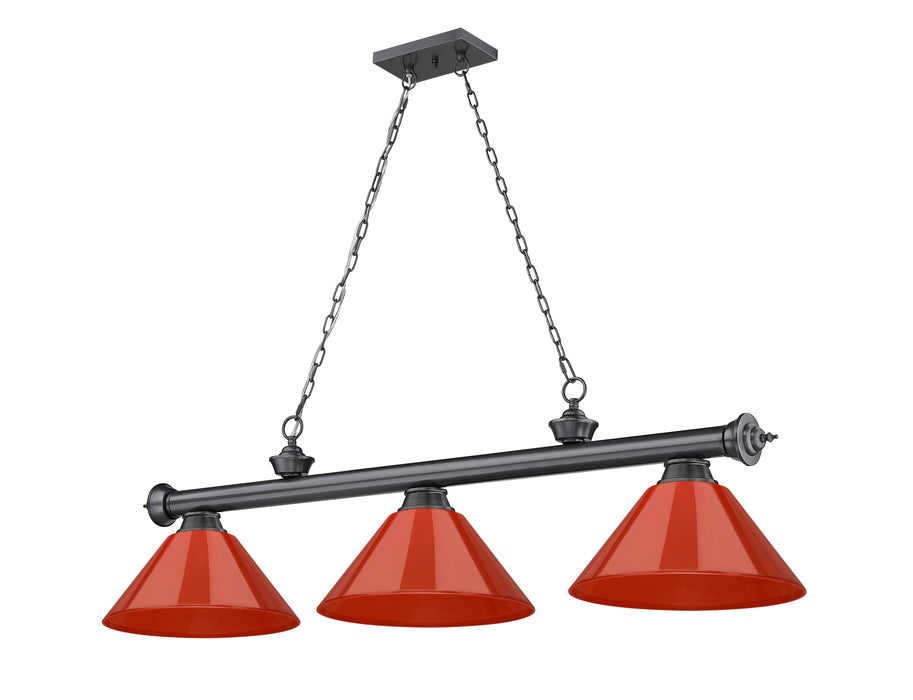 Billiard Z-Lite 2306-3BP-PRD Bronze Plate Cordon 3 Light Billiard Z-Lite