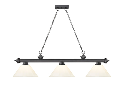 Billiard Z-Lite 2306-3BP-PWH Bronze Plate Cordon 3 Light Billiard Z-Lite