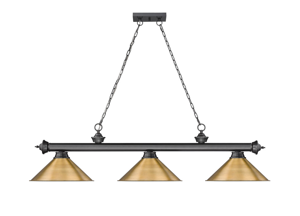 Billiard Z-Lite 2306-3BP-RB15 Bronze Plate Cordon 3 Light Billiard Z-Lite