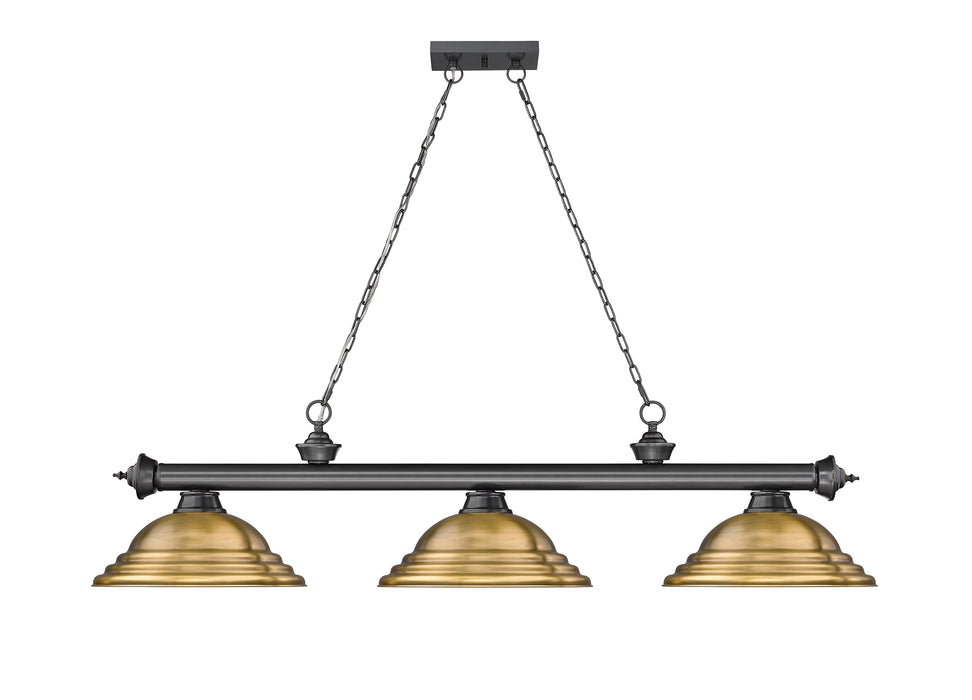Billiard Z-Lite 2306-3BP-SRB Bronze Plate Cordon 3 Light Billiard Z-Lite