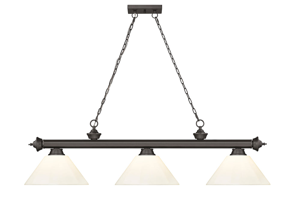 Billiard Z-Lite 2306-3BRZ-PWH Bronze Cordon 3 Light Billiard Z-Lite