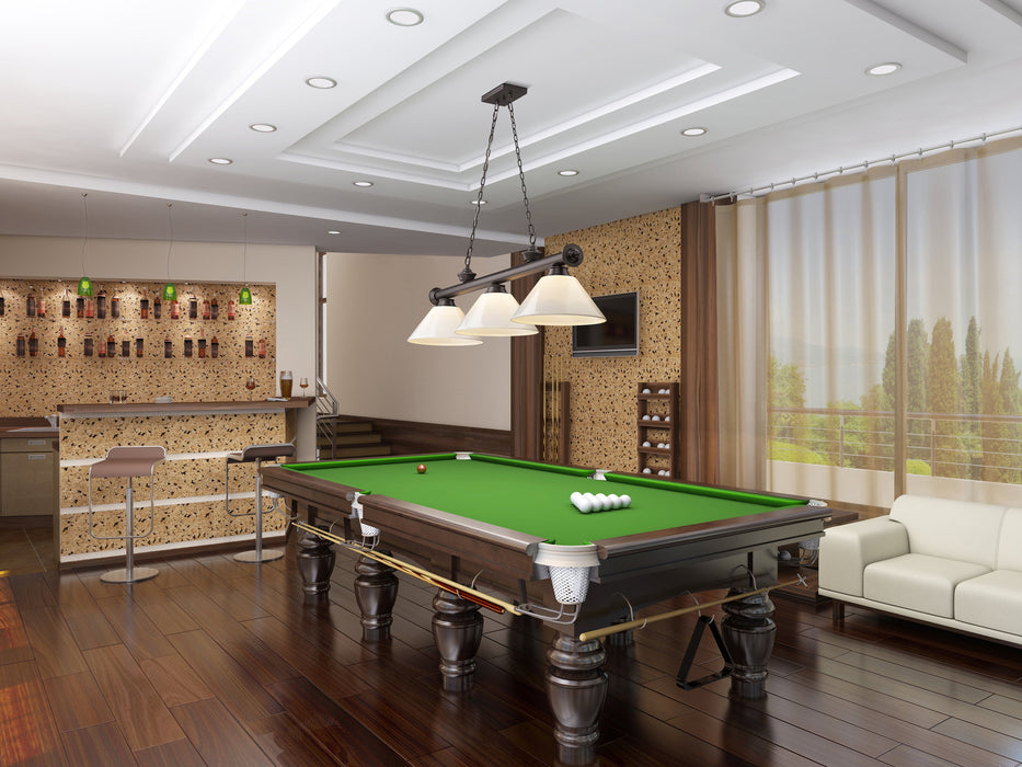 Billiard Z-Lite 2306-3BRZ-PWH Bronze Cordon 3 Light Billiard Z-Lite