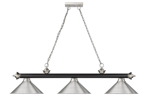 Billiard Z-Lite 2306-3MB-BN-BN15 Matte Black + Brushed Nickel Cordon 3 Light Billiard Z-Lite