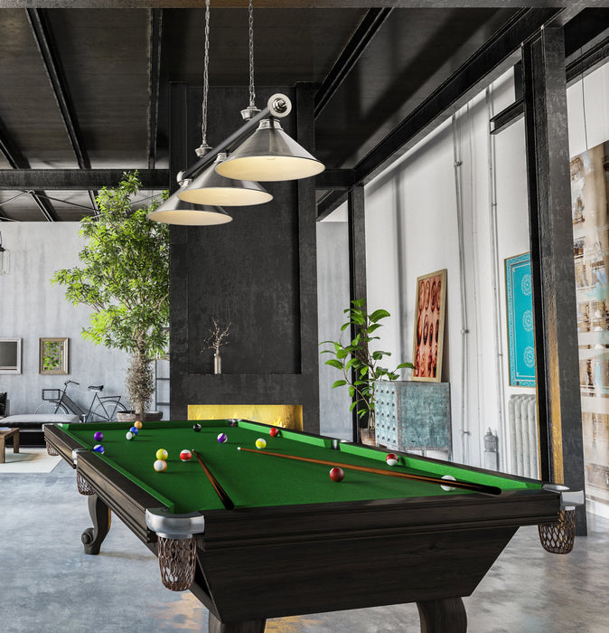 Billiard Z-Lite 2306-3MB-BN-BN15 Matte Black + Brushed Nickel Cordon 3 Light Billiard Z-Lite