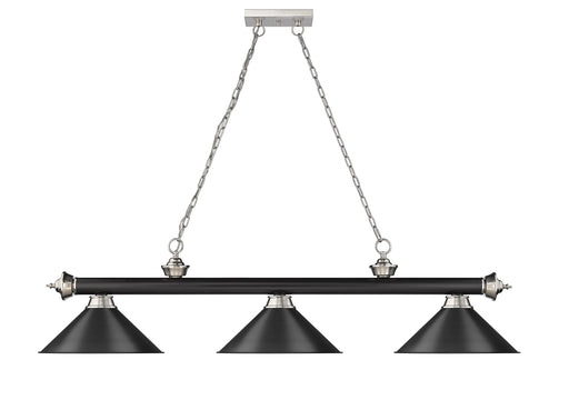 Billiard Z-Lite 2306-3MB-BN-MB15 Matte Black + Brushed Nickel Cordon 3 Light Billiard Z-Lite