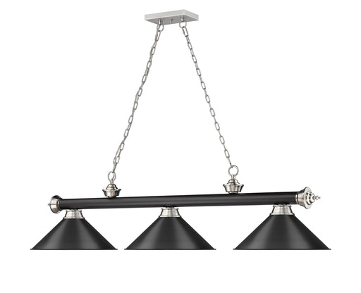 Billiard Z-Lite 2306-3MB-BN-MB15 Matte Black + Brushed Nickel Cordon 3 Light Billiard Z-Lite
