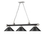 Billiard Z-Lite 2306-3MB-BN-MB15 Matte Black + Brushed Nickel Cordon 3 Light Billiard Z-Lite