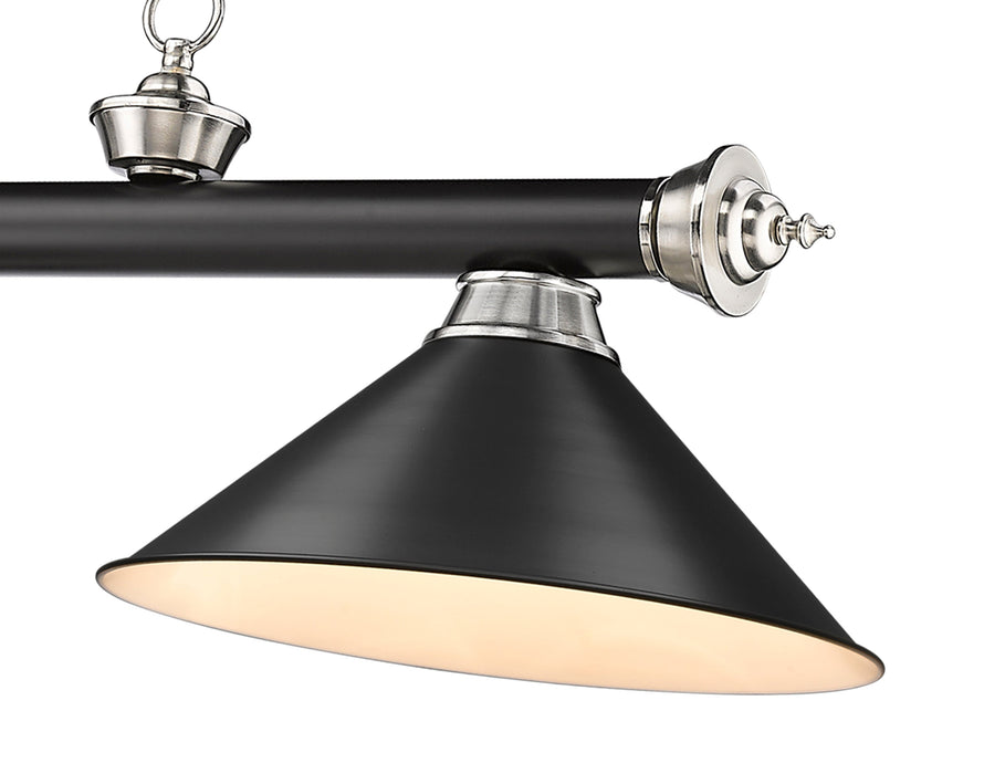 Billiard Z-Lite 2306-3MB-BN-MB15 Matte Black + Brushed Nickel Cordon 3 Light Billiard Z-Lite